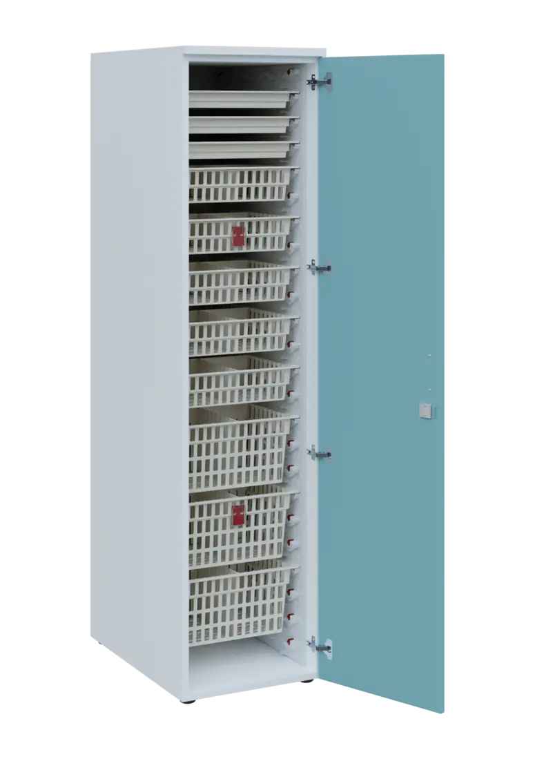 EUROMEDICA D - 46 ABS skříň léková boxová, 1-dveřová, pravá, 1950x460x735, korpus bílý, dvířka obloh